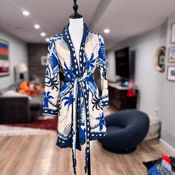 Farm Rio Evil Eye Dress With Long Sleeve Palm Sleeves Size small - Picture 2 of 7